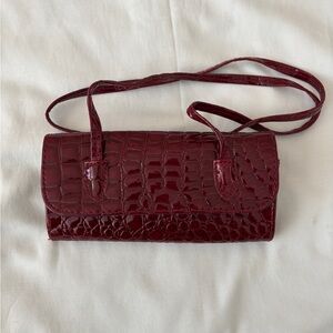 Croc Embossed Burgundy Shoulder Bag